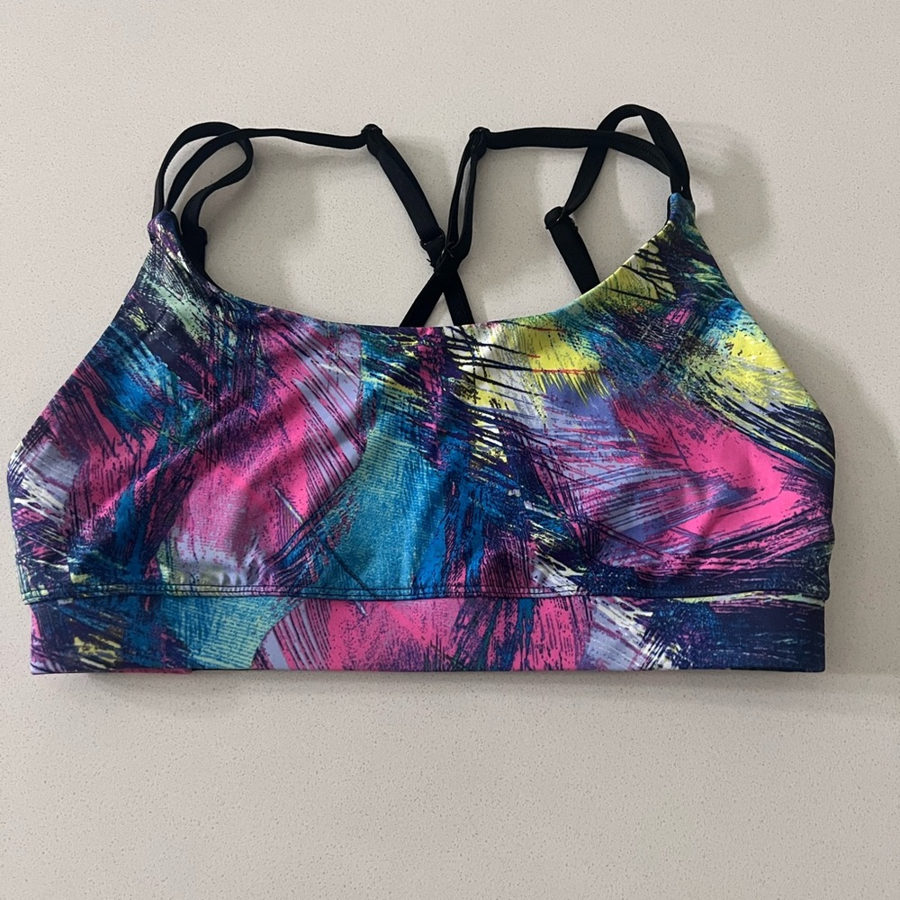 Velocity multicolor workout bra athletic adjustable straps women's large